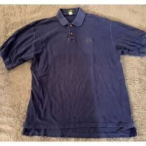 Orvis Polo Shirt Mens L Navy Blue Fly Fishing Logo Cotton Vintage